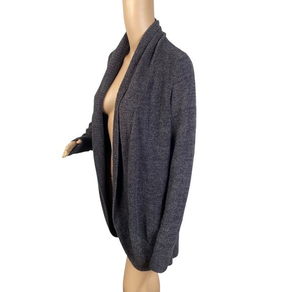 Barefoot Dreams CozyChic Open Shawl Carbon Grey Chenille Circle Cardigan SZ M - Picture 5 of 9